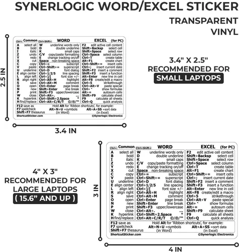 Miniatura 9 de SYNERLOGIC Guía de referencia rápida para Windows + Word/Excel (para Windows), adhesivos de acceso directo de teclado, vinilo sin residuos