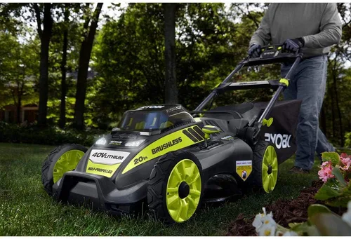 Ryobi. Cortacésped autónomo RY40190 de 20 pulgadas con batería de iones de litio sin escobillas de 40 voltios con batería de 5.0 Ah y cargador