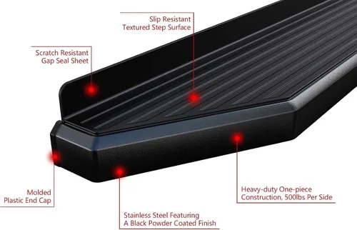 Miniatura 5 de HD Ridez Estribo de estilo plano de 6 pulgadas, color negro, compatible con Chevy Tahoe 2007-2020 y GMC Yukon 2005-2020 de 4 puertas