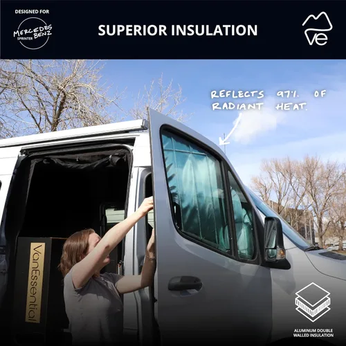 Miniatura 2 de Cubiertas de ventana magnéticas aislantes y opacas reflectantes VanEssential diseñadas para Mercedes-Benz VS30