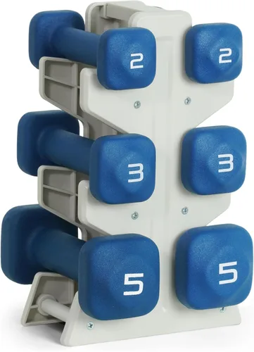 Miniatura 41 de Tone Fitness Juego de mancuernas de neopreno con estante de almacenamiento – Pesos de mano antideslizantes y antideslizamiento para entrenamientos
