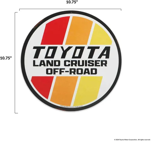 Miniatura 6 de Letrero redondo de metal para Toyota Land Cruiser Off-Road – Letrero retro de Toyota para garaje, tienda o cueva de hombre