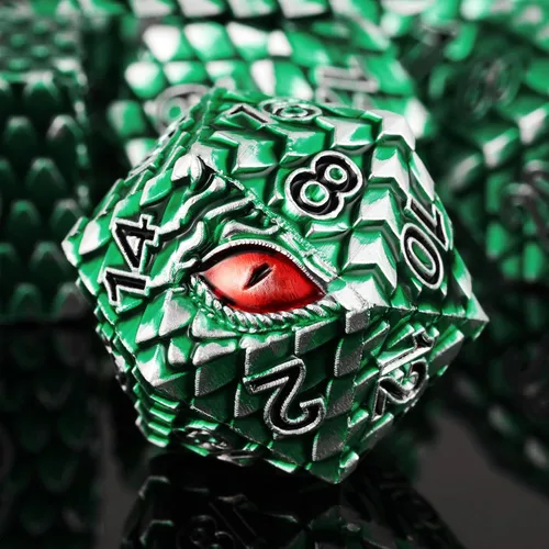 Miniatura 19 de 1 dado de metal D20 DND – Dados poliédricos gigantes metálicos de 20 caras, dados grandes de 1.378 in de ojo de dragón para juego de mesa