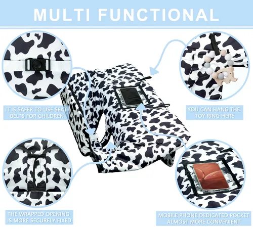 Miniatura 3 de Funda para Carrito de Compra para Bebé 2 en 1 Funda para Silla Alta con Arnés de Seguridad Multifuncional Cubiertas para Carrito con Patrón de Vaca