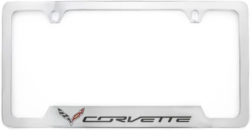 Miniatura 5 de Chevrolet Corvette C7 Logo & Wordmark, marco de placa negro de 2 agujeros