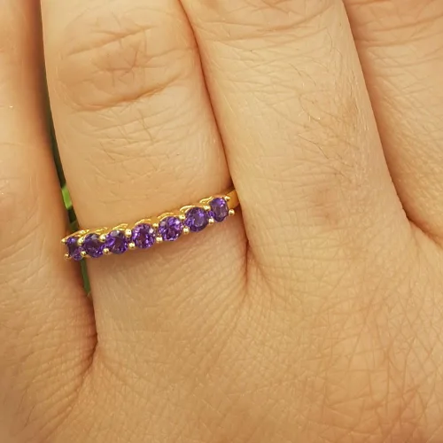 Miniatura 6 de Dazzlingrock Collection 2.5mm Round Gemstone Seven Stone Stackable Wedding Band for Women in 14K Solid Gold