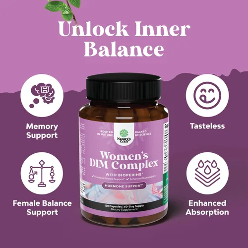 Miniatura 5 de Potente suplemento DIM para mujeres, equilibrio hormonal para mujeres con DIM y pimienta negra apoyo para la menopausia y alivio del síndrome