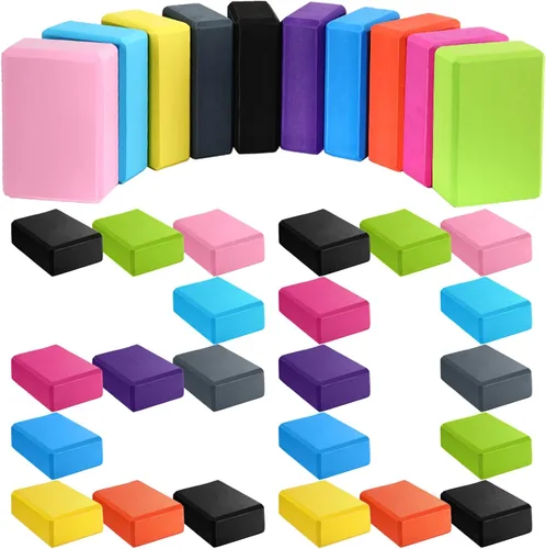 20 bloques de yoga de espuma EVA ligeros, bloques de yoga antideslizantes, bloques de espuma de apoyo, accesorios para pilates, estiramiento y