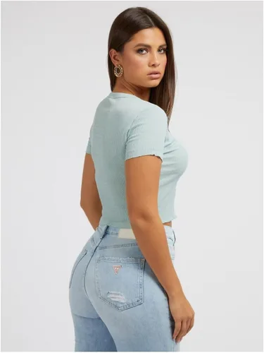 Miniatura 10 de GUESS Top ahumado de manga corta con cuello redondo para mujer