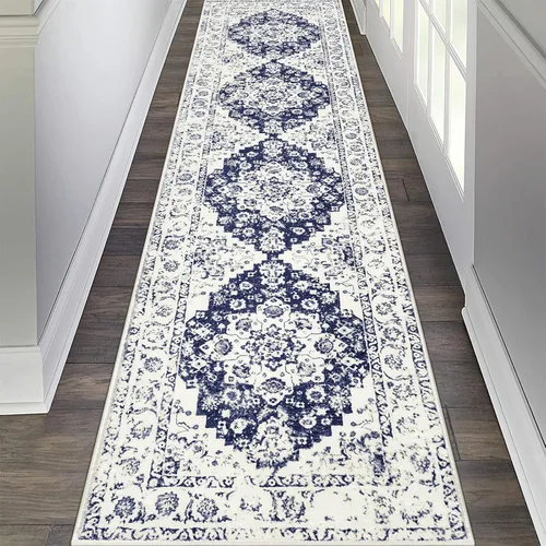 Miniatura 23 de Pauwer Alfombra vintage de flores 2 x 3 pulgadas, estilo envejecido, antideslizante, de pelo bajo, tapete para entrada, interior, pequeña, retro