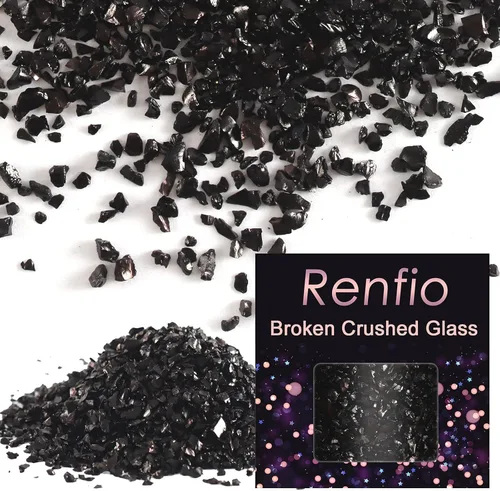 Miniatura 23 de Renfio Fragmentos de purpurina de vidrio triturado roto de 0.079 a 0.157 pulgadas, irregulares, pequeños chips metálicos gruesos, 7 onzas (7.05 oz)