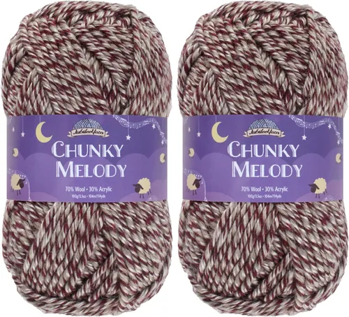 Miniatura 23 de JubileeYarn Chunky Melody - Hilo para tejer 100g/madeja, mezcla de lana gruesa, color maíz naranja - 2 madejas 15 Maíz Naranja