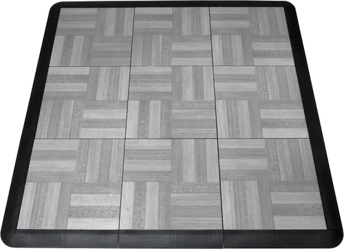 Miniatura 9 de Big Floors 3X3DKMAPLEFLOOR Kit de piso de baile modular entrelazado de plástico liviano (3' x 3'), roble oscuro, 21 piezas