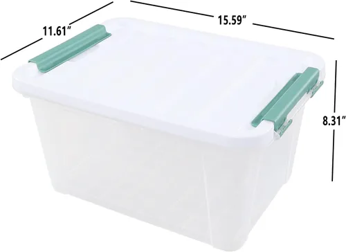 Miniatura 3 de Paquete de 6 cajas de almacenamiento de plástico transparente de 20 L, contenedores de almacenamiento con tapas