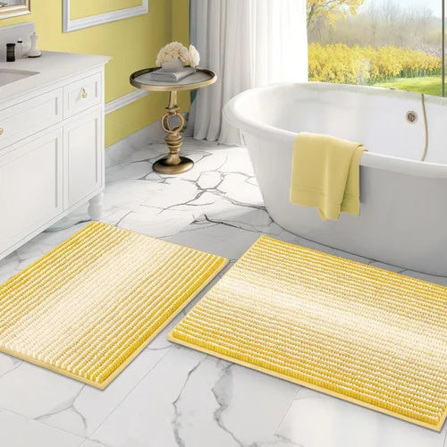 Miniatura 99 de Juegos de Alfombras y Tapetes para Baño, Juego de Alfombra de Baño de Felpilla Gruesa Absorbente de 2 Piezas Antideslizante, Tapetes Suaves