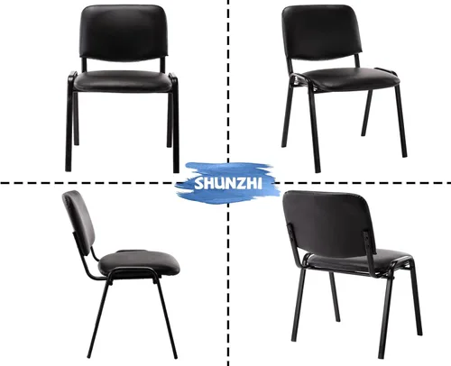 Miniatura 8 de Shunzhi Juego de 5 sillas de sala de espera apilables para sala de conferencias, silla de invitados para sala de descanso, vestíbulo, reunión, Negro