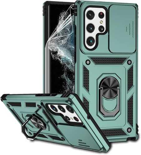 Miniatura 14 de Funda para Samsung Galaxy S22 Ultra con cubierta para lente de cámara, protector de pantalla HD, probado contra caídas de grado militar, soporte