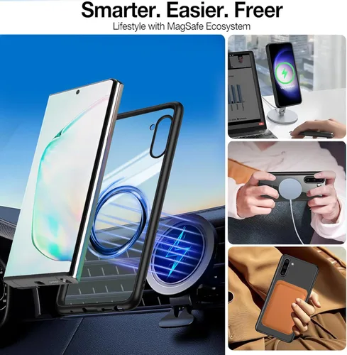 Miniatura 3 de Funda magnética para Samsung Galaxy Note 10 (6.3 pulgadas) [compatible con Magsafe] parachoques de TPU suave + parte trasera transparente