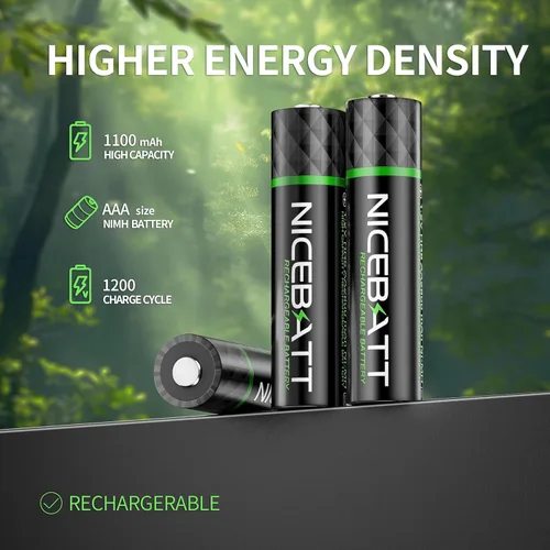 Miniatura 2 de NICEBATT Baterías AAA recargables de 1100 mAh, batería Premium NiMH Triple A de baja autodescarga, 16
