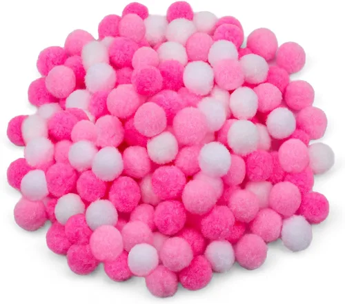 Wonvoc 150 pompones de la serie rosa de 1 pulgada, pompones de 3 colores a granel, para actividades creativas en el hogar y en clase, decoración del