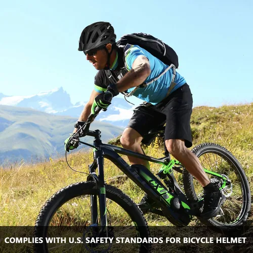 Miniatura 7 de Casco de bicicleta para adultos, hombres y mujeres, con luz - Casco de bicicleta de montaña y carretera con almohadillas de repuesto y visera Negro