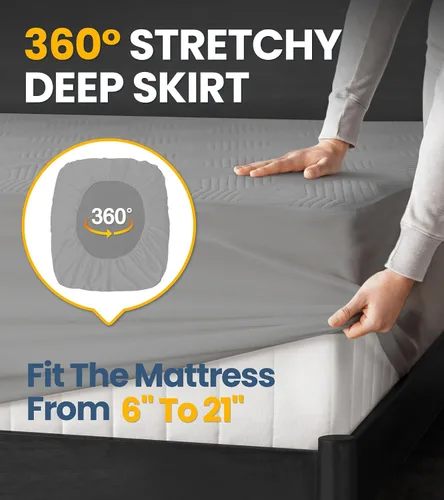 Miniatura 6 de Protector de colchón 100% impermeable con alta resistencia a los líquidos, protector de colchón transpirable, funda de colchón ultra suave, Gris