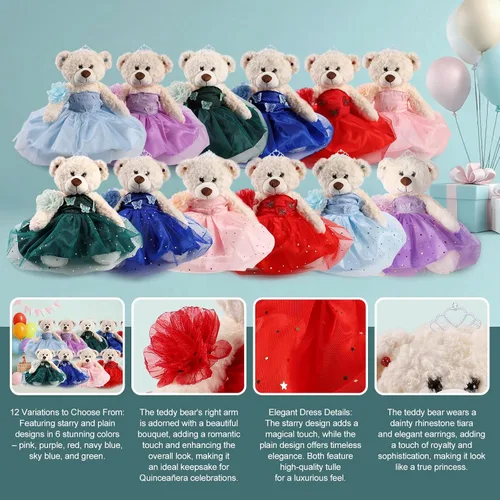Miniatura 3 de Muñeca de quinceañera con vestido de membrillo con vestido, decoraciones de quinceañera, regalos de decoración de quinceañera, OSO de peluche