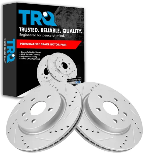 Miniatura 347 de TRQ Juego de rotores de freno de rendimiento trasero con revestimiento G premium compatible con Mazda 6 2014-2021