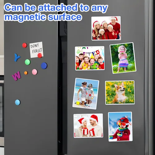 Miniatura 5 de Yunsailing Paquete de 50 marcos magnéticos de fotos de 2.5 x 3.5 pulgadas para refrigerador, imán blanco con bolsillos transparentes para nevera