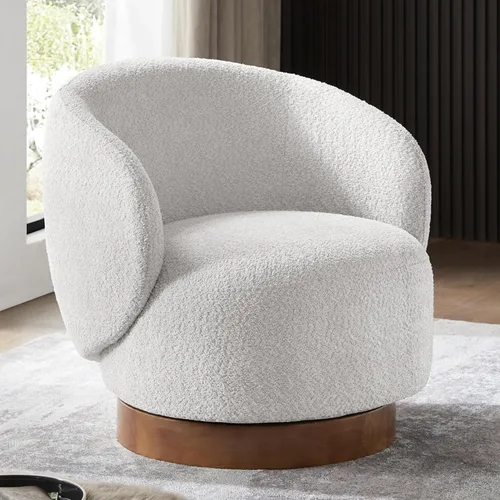 Miniatura 21 de KISLOT Silla giratoria moderna de barril redondo con tela tapizada de rendimiento para sala de estar, dormitorio, sala de espera, 1 caja