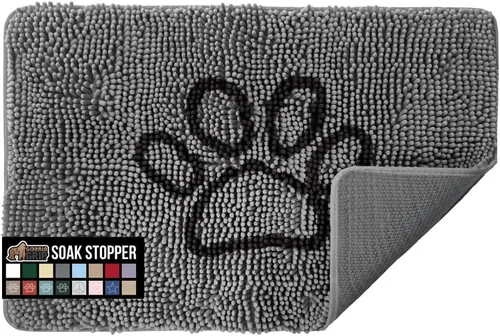 Miniatura 87 de GORILLA GRIP SOAKSTOPPER - Tapete para puerta de perro, 30 x 20 pulgadas, lavable a máquina, absorbente, captura la humedad, barro, suciedad, Negro