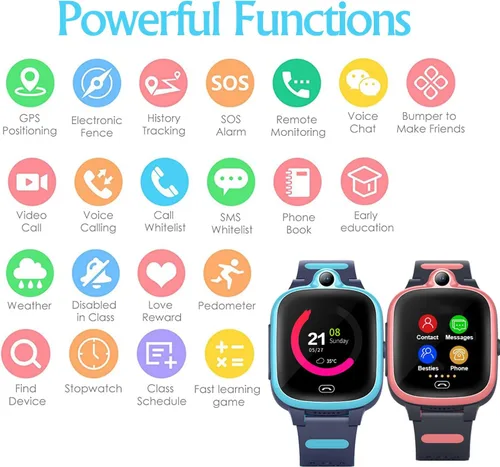 Miniatura 6 de TEZILON Reloj inteligente GPS 4G para niños, seguimiento global en tiempo real, videollamadas y texto Geo-Fence SOS Alerta de emergencia Mensaje