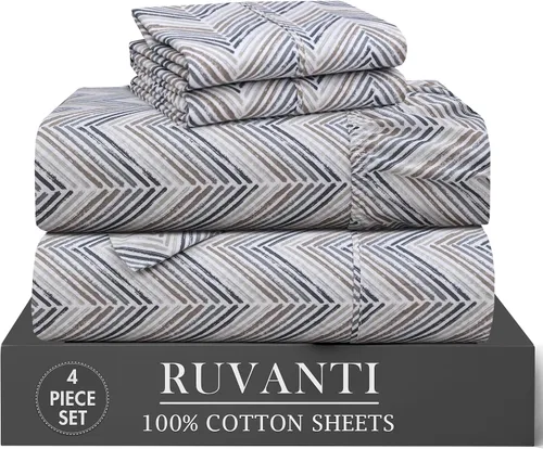 Miniatura 42 de RUVANTI 6 Piezas Sábanas de Algodón - 100% Algodón Natural Suave, Ligeras y Transpirables Sábanas de Percal Crujiente, Sábanas de Cama Tamaño Full