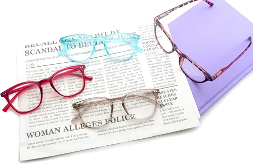 Miniatura 5 de Gafas de lectura negras para mujeres y hombres, elegantes, ligeras, con aumento +0.50, gafas de lectura con bisagras de resorte, paquete de 3