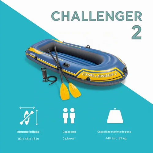 Miniatura 2 de Set de Bote Hinchable Intex Challenger 2: Incluye Remos Deluxe de 48 Pulgadas y Bomba de Alta Potencia Amarillo