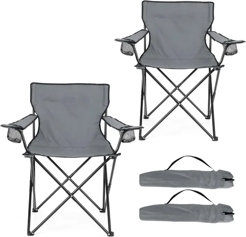 Miniatura 13 de HaSteeL Silla de Camping, Silla Plegable Extra Grande para Adultos, Silla de Campamento Plegable con Portavasos, Portátil para Pesca al Aire Libre