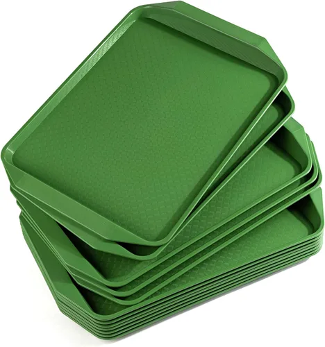 Miniatura 10 de Aebeky Bandeja de plástico para comida rápida, 16.7 x 11.8 pulgadas, juego de 12 (negro)