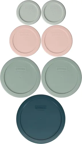 Miniatura 5 de Pyrex (2) 7202-PC Tapas de almacenamiento de alimentos verdes, (2) 7200-PC naranjas, (2) 7201-PC azul cobalto, (1) 7402-PC rojas - Fabricadas en EE.