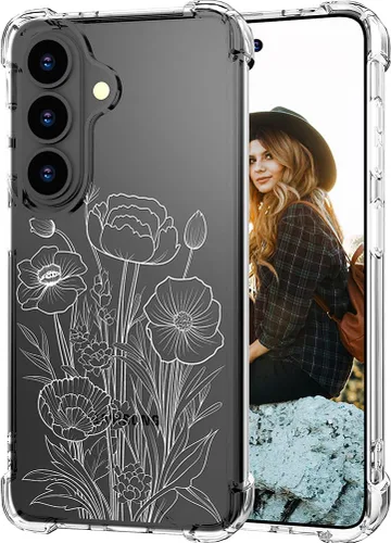 Miniatura 93 de Hungo Funda compatible con Samsung Galaxy S23 con diseño floral y bonito diseño transparente, femenino para mujeres y niñas, con hermoso clavel