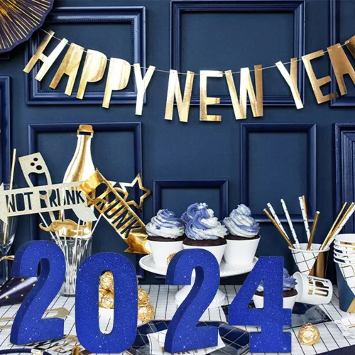 Miniatura 4 de TONIFUL Centro de mesa de madera número 0 con purpurina azul de 7.8 pulgadas, decoración de fiesta de cumpleaños azul, dígito 0 para cumpleaños