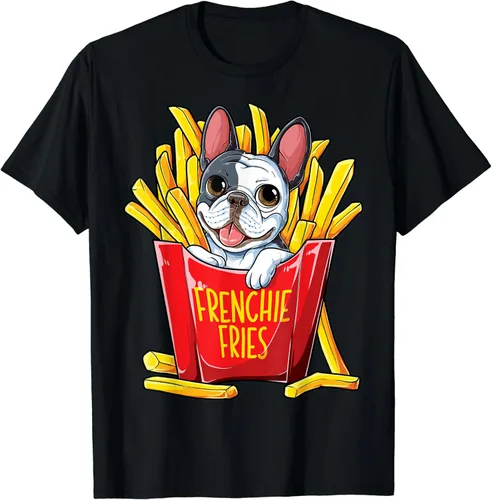 Frenchie Fries French Bulldog - Camiseta para hombres y mujeres Negro S