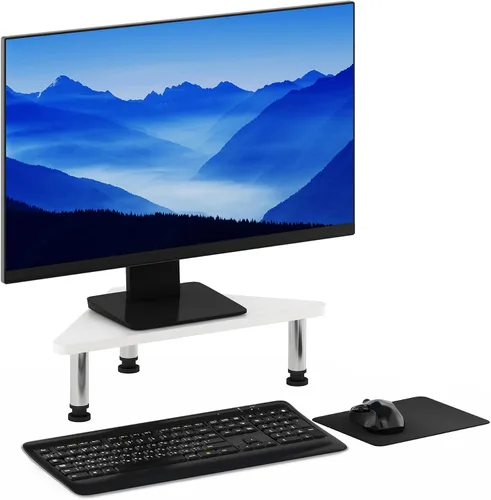 Miniatura 10 de Furinno Turn-N-Tube - Soporte elevador para monitor de esquina con tubos de acero inoxidable, Americano