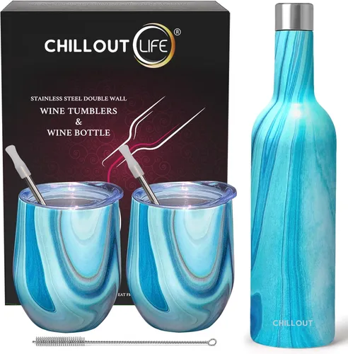 Miniatura 29 de CHILLOUT LIFE Vasos Térmicos de Vino de Acero Inoxidable de 12 oz Paquete de 2 - Vasos de Vino con Aislamiento al Vacío de Doble Pared con Tapas