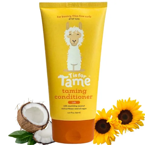 T is for Tame - Acondicionador domesticante para niños – Acondicionador natural para cabello rizado con aceite de coco y girasol – Desenreda,