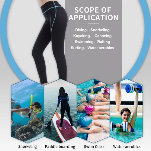 Miniatura 5 de GoldFin pantalones de traje de neopreno para mujer, 2 mm de neopreno, pantalones para mantenerse caliente para aeróbicos acuáticos, buceo, surf