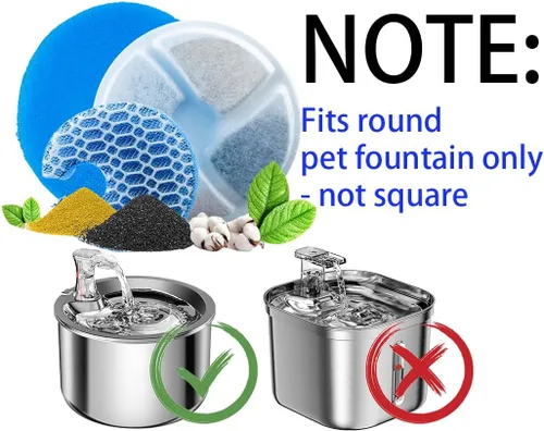 Miniatura 2 de Homtyler Filtros de fuente de agua para gatos, paquete de 4 filtros de repuesto para fuentes redondas de acero inoxidable de 2L/67 onzas