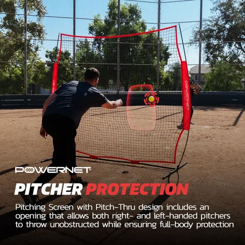 Miniatura 4 de PowerNet 7x7 FT Pitch-Thru Protection Pitching Screen for Softball, 49 Sq Ft Barrier Net Only or Net + Frame, Portable Pitching & Batting Practice