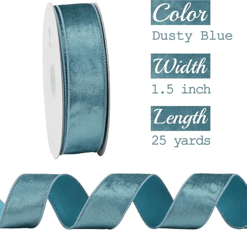 Miniatura 2 de MEEDEE Cinta de terciopelo azul de 1.5 pulgadas, 25 yardas, terciopelo triturado para árbol de Navidad, coronas, lazos