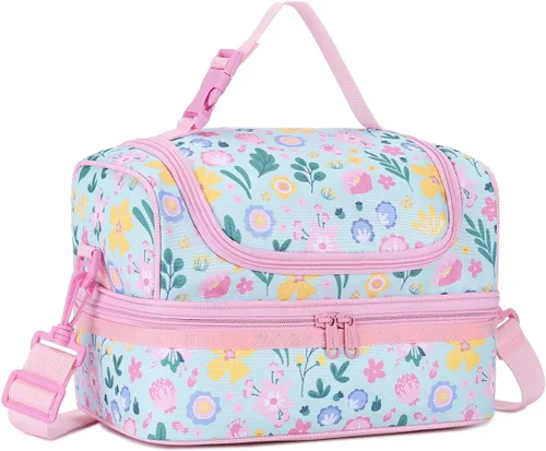 Miniatura 13 de VASCHY - Lonchera para niños, bolsas de almuerzo aisladas de dos compartimentos para niños y niñas con correa para el hombro para la escuela