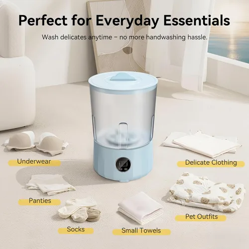 Miniatura 6 de Lavadora de ropa interior de 1.5L, mini lavadora portátil recargable con 3 modos de limpieza para ropa personal, ropa interior, calcetines, ropa